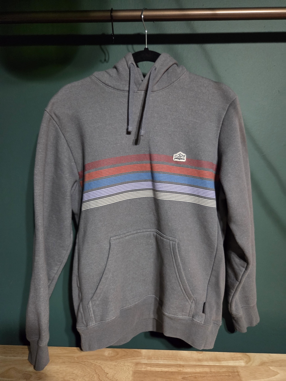 Patagonia Line Logo Ridge Stripe Uprisal Hoody - Grey Sz S